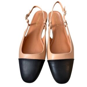 Madden Girl Cameo Cap Toe Slingback Flats Black Tan Size 8.5